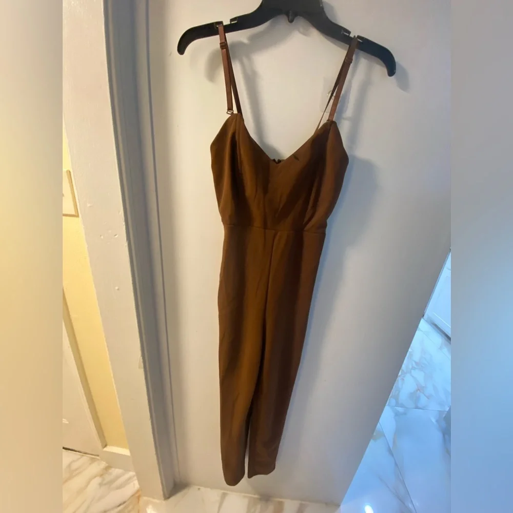 Forever 21  Brovn Jumpsuit Wide-Leg Structured - Picture 2 of 10